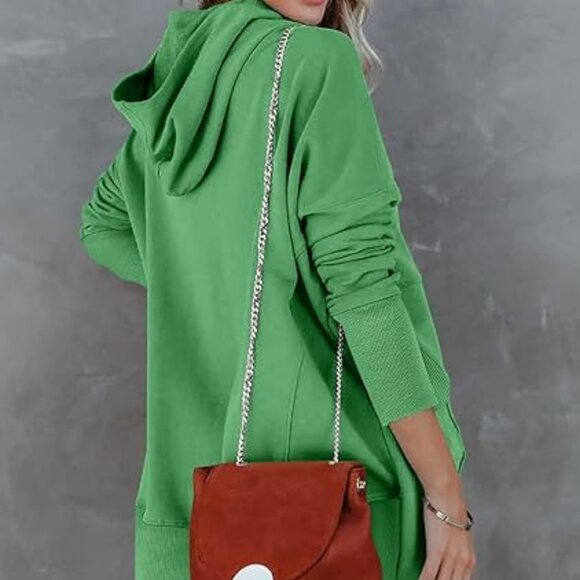 Onlypuff Women's Green Oversized V Neck 3/4 Snap Pullover Hoodie Size M NWOT - Picture 4 of 4